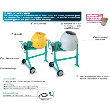 Bétonnière Syntesi S 190 Essence non tractable - 4.2 kW 160 L - IMER