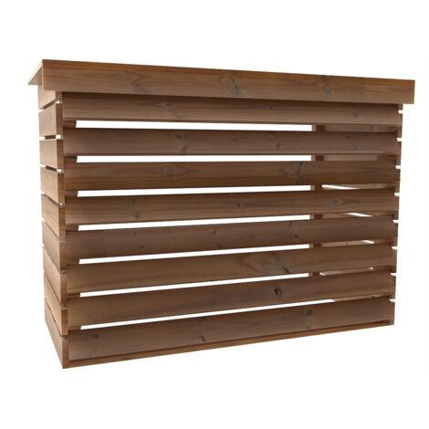 Habrita – Cache climatiseur extérieur en épicéa thermochauffé – Ventelles fixes pour circulation d'air – Fixation murale ou au sol – 0,77 m² (1/3)