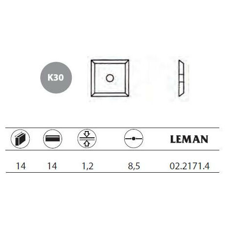 Leman - 10 Plaquettes carbure réversibles 14x14x1,2mm 4 coupes - 02.2171.4