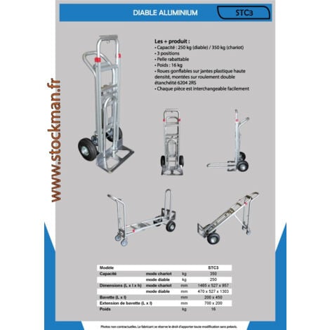 Stockman - Diable chariot aluminium 350 Kg / 250 Kg - STC3