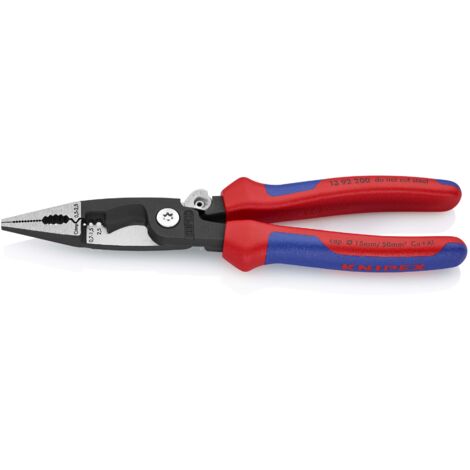 KNIPEX 13 92 200 SB Pince pour installations électriques avec poignées multimatières atramentisée noire 200 mm