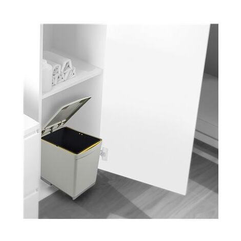 Emuca - Poubelle de recyclage 16 L, fixation inférieure, extraction manuelle, couvercle automatique, Plastique, Gris
