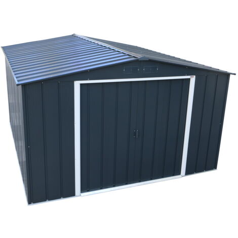 Duramax – Abri de jardin métal 11,62 m2 – Dimensions 3,21 x 3,62 x 2,10 m – Couleur anthracite – Résistance à la corrosion – Garantie 15 ans