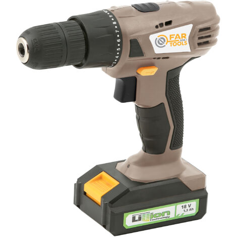 Fartools – Perceuse-visseuse sans fil 18V – 1.3Ah Li-ion – Couple 16Nm – 17 réglages – Mandrin autoserrant 13mm – Éclairage LED (1/5)