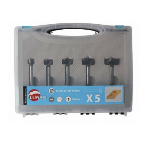 Leman – Coffret de 5 mèches à façonner Hm 10mm – Diamètres 15/20/25/30/35mm – Pour bois dur – Coupe nette sans éclat (1/5)