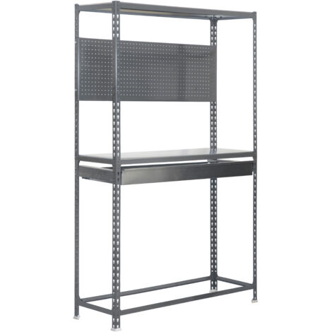 SimonRack Étagère á Pneus avec Tiroir et Panneau Perforé, Rangement 4 pneus, 2000x1000x400 mm, Métal Renforcé, Garage Atelier, Gris - Simonauto (1/5)