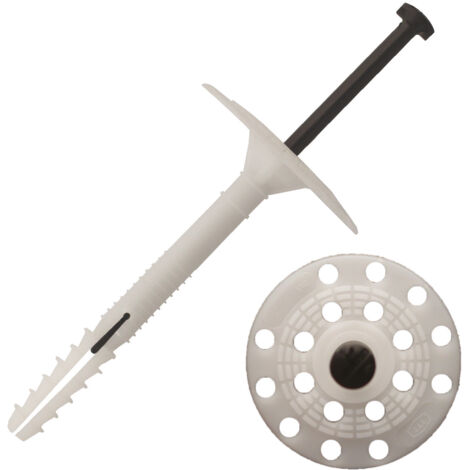 Scell-It – Fixations d'isolant rigide à frapper 140 mm – Clou polyamide pour béton et maçonnerie – Boîte de 200 unités – FI10140