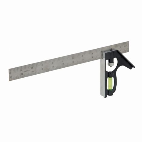 Silverline – Équerre combinée 300 mm en acier inoxydable – Précision élevée pour mesures et angles – Niveau à bulle intégré – SL31