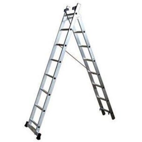 Escalux – Échelle transformable 2 plans 2x10 échelons – Aluminium léger – Charge maximale 150 kg – Largeur 100 cm – Hauteur 500 cm