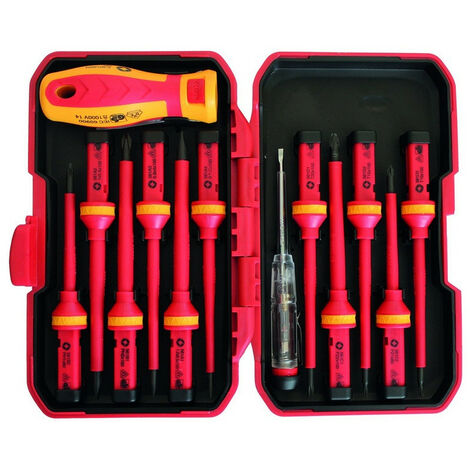 Leman – Coffret de 12 embouts isolés pour électricien – Empreinte de tête spécifique – Pour espaces confinés et chantiers humides (1/3)