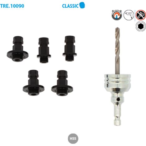 Leman - Mandrin automatique pour trépan HSS bimétal avec 5 adapteurs (1/2)