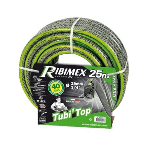 Ribimex – Tuyau d'arrosage tricoté anti-vrille 25 mètres – Diamètre 15mm – 6 couches PVC traité anti-UV – 35 Bars de pression