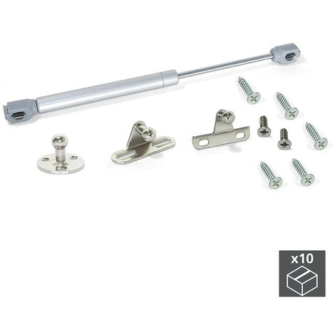 Emuca – Lot de 10 pistons amortisseurs 80 mm – Force 11 kg – Acier et plastique – Pour portes relevables en bois ou aluminium