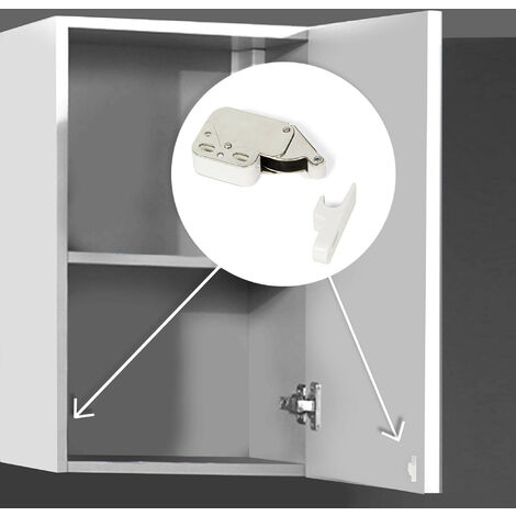 Emuca Fermeture magnétique pour portes, Acier et plastique, Blanc, 2 ut.