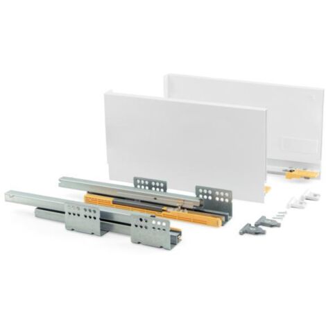 Emuca – Tiroir extérieur Concept 30kg – Hauteur 185mm – Profondeur 400mm – Acier peint blanc – Coulisses à extraction totale