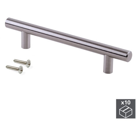 Emuca 9164151 Lot de 10 poignées pour meubles Orlando, L464mm, entraxe 384mm, Acier, Nickel satiné