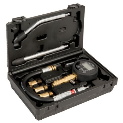Bahco – Compressiomètre numérique pour moteur essence – Plage de mesure 0-21 bar – Écran LCD 2,5' – Tuyau flexible 300 mm – Coffret moulé (1/3)