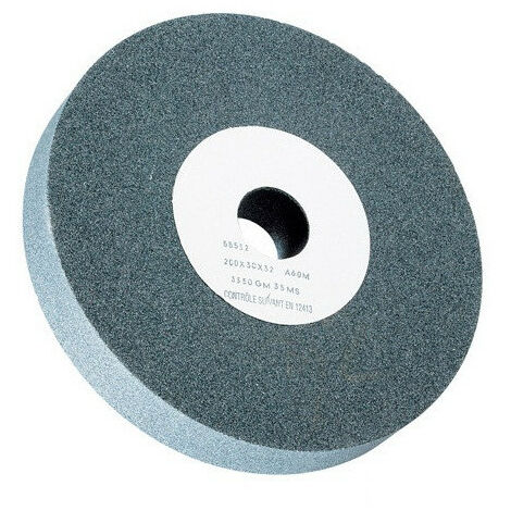 Sidamo – Meule à touret corindon gris D.200 x 30 x 32 mm – Grain 60 pour meulage de métaux durs – Affûtage à sec d'outils