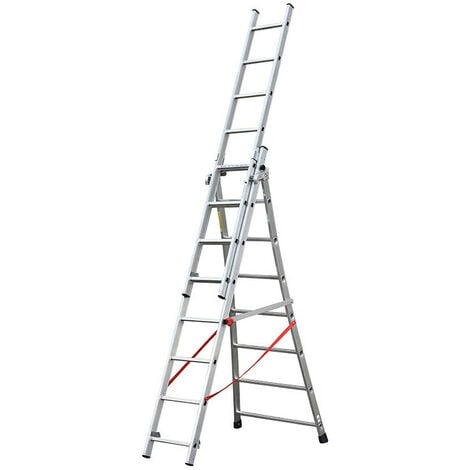 Echelle transformable Pro 3 plans 3x8 échelons 5m70 alu Hailo