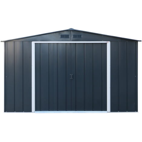 Abri de jardin métal Colossus 10x8 – Surface 7,75 m² – Hauteur 2,10 m – Panneaux renforcés anti-corrosion – Installation rapide 3-4h – Tepro
