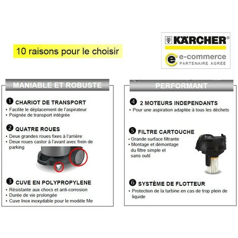 Karcher – Aspirateur eau et poussières 70L 2400W – NT 70/2