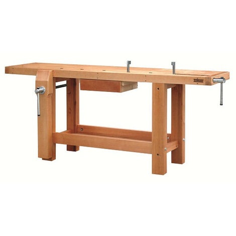 Outifrance – Établi bois menuisier 2m – Plateau multiplis 70mm – Piètement massif 100x70mm – Presse avant mâchoire bois – Presse arrière 1,80m