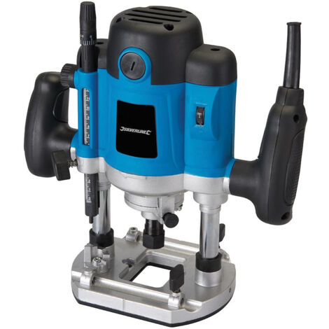 Silverline – Défonceuse plongeante 1500W – Vitesse variable 6000-26000 min-1 – Profondeur réglable 50 mm – Accessoires inclus pour bois dur
