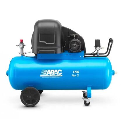 Abac – Compresseur à piston 3CV 230V monophasé 10 bar 150L – Débit 393 L/min – Moteur silencieux pour applications pro – Capuchon anti-bruit (1/2)