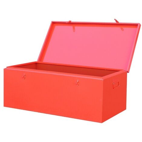 Outifrance – Coffre de chantier métallique 1000mm – Volume 200 L – Acier robuste avec charnières renforcées – Sangle de blocage et porte cadenas