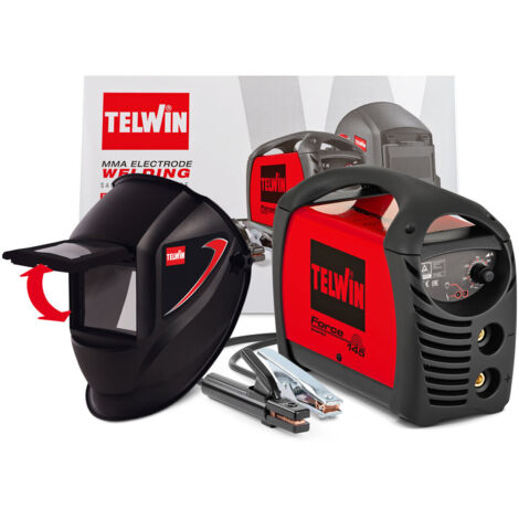 Telwin – Poste à souder MMA Inverter 130 A – Soudage à électrodes rutiles et inox – Dispositif Arc force et hot-start – Masque Tiger inclus (1/3)