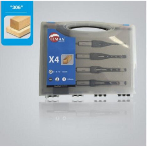 Coffret de 4 bédanes carrés 6-12mm – Longueur utile 70mm – Queue de 15,9mm – HSS pour mortaiseuses Leman MOR750/MOR375