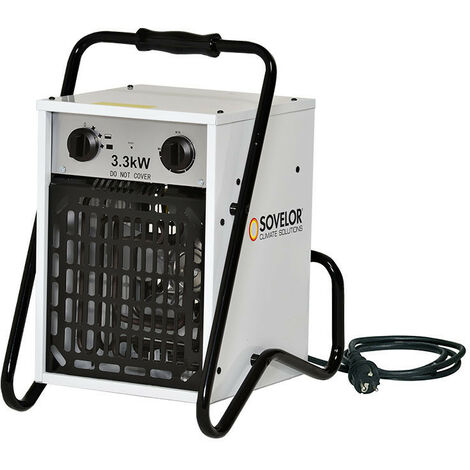 Sovelor – Chauffage de chantier électrique 3.3 kW – Débit d'air 490 m³/h – Élévation de température 56 °C – B33