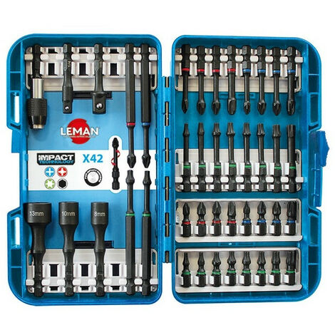 Leman – Coffret multi-outils 42 pièces – Douilles 1/4'' et embouts impact – Adaptateurs et porte-embout inclus – Longévité extrême (1/3)