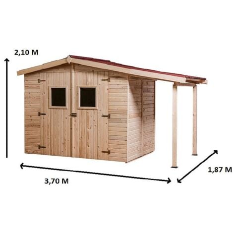 Habrita - Abri en panneaux 16 mm avec plancher (5,04 m2) et bûcher (2,08 m2) - ED2416.01B