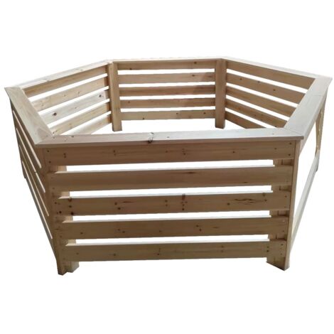 Habillage Habrita Foresta HAB 2418 BN bois hexagonal pour spas et piscines gonflables 2,35x1,84x0,71m (1/6)