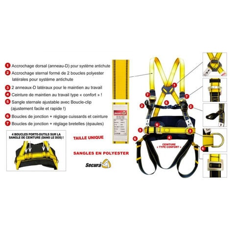 Harnais Levac 3800E confort 2 points d’accrochage dorsal et sternal avec ceinture de maintien
