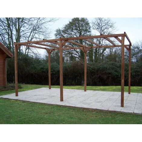 Habrita – Pergola en bois thermo chauffé 14,80m2 – Résistante aux insectes – Faible entretien – Dimensions 2,96 x 5,00 m – Garantie 10 ans