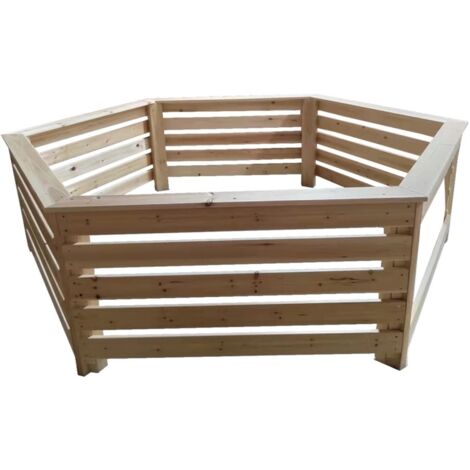 Habillage bois hexagonal 2,63 x 2,09 m – Sapin massif labellisé FSC – Compatible avec spas et piscines gonflables – Quincaillerie inox – Habrita Foresta