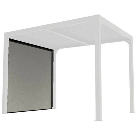 Rideau pour pergola bioclimatique avec rail pour côté 2,40 m gris - Habrita - perbir24