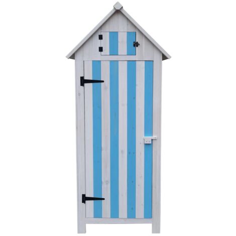 Armoire cabine de rangement Habrita Foresta ARM 0805 B+B lasurée 0,41m2 bleue et blanche 3 étagères