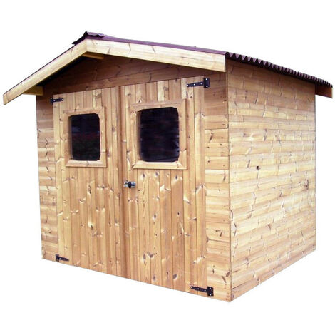 Abri Thiers Habrita Foresta THI 2421.02 N bois thermo chauffé 7,45m2 toiture en plaques ondulées double pente sans plancher (1/4)