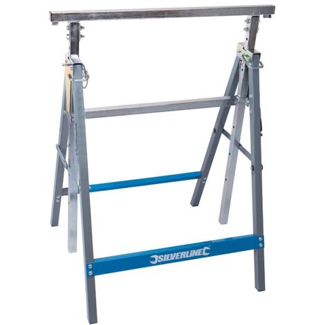 Silverline – Tréteau en acier réglable 810-1300mm – Charge 150 kg – Barres de support pliantes – 226168