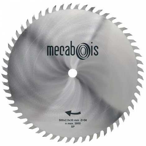 Lame de scie circulaire 500mm – Chrome vanadium – 56 dents – Pour bois de construction – Coupe de finition – Mecabois
