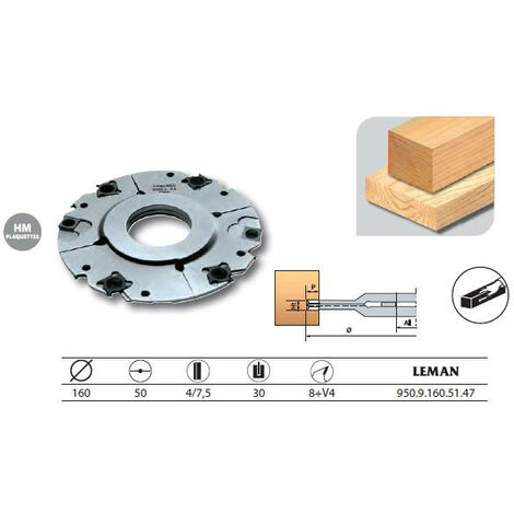 Leman - Porte-outils à rainer extensible 160x50x4/7,5 z8+V4 - 950.9.160.51.47 (1/3)