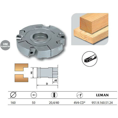 Leman – Porte-outils feuillure extensible diamètre 160mm – Pour bois dur – Coupe droite – Araseurs inférieurs et supérieurs