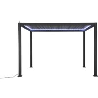 Pergola bioclimatique Habrita PER3040BIELEC en aluminium 12m2 avec ventelles électriques et ruban Led