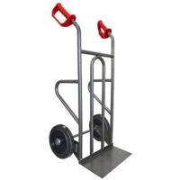 Diable acier Stockman DDPO1-RSN droit 250kg roues caoutchouc noir poignée ouverte à chargement vertical et horizontal
