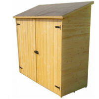 Habrita – Abri de jardin bois massif 1m2 avec étagères – Couverture bitumée – Double porte 1,52 x 1,37 m – ED1708E