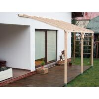 Habrita – Carport mural adossable 15 m² – Pin sylvestre traité autoclave – Dimensions 3x5m – Hauteur avant 2,20m – Largeur passage 2,80m