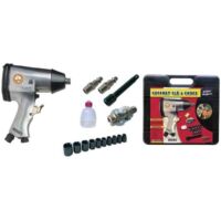 Mecafer – Coffret clé à chocs 1/2" – 15 accessoires – Couple élevé pour visser en série – Mallette de transport incluse